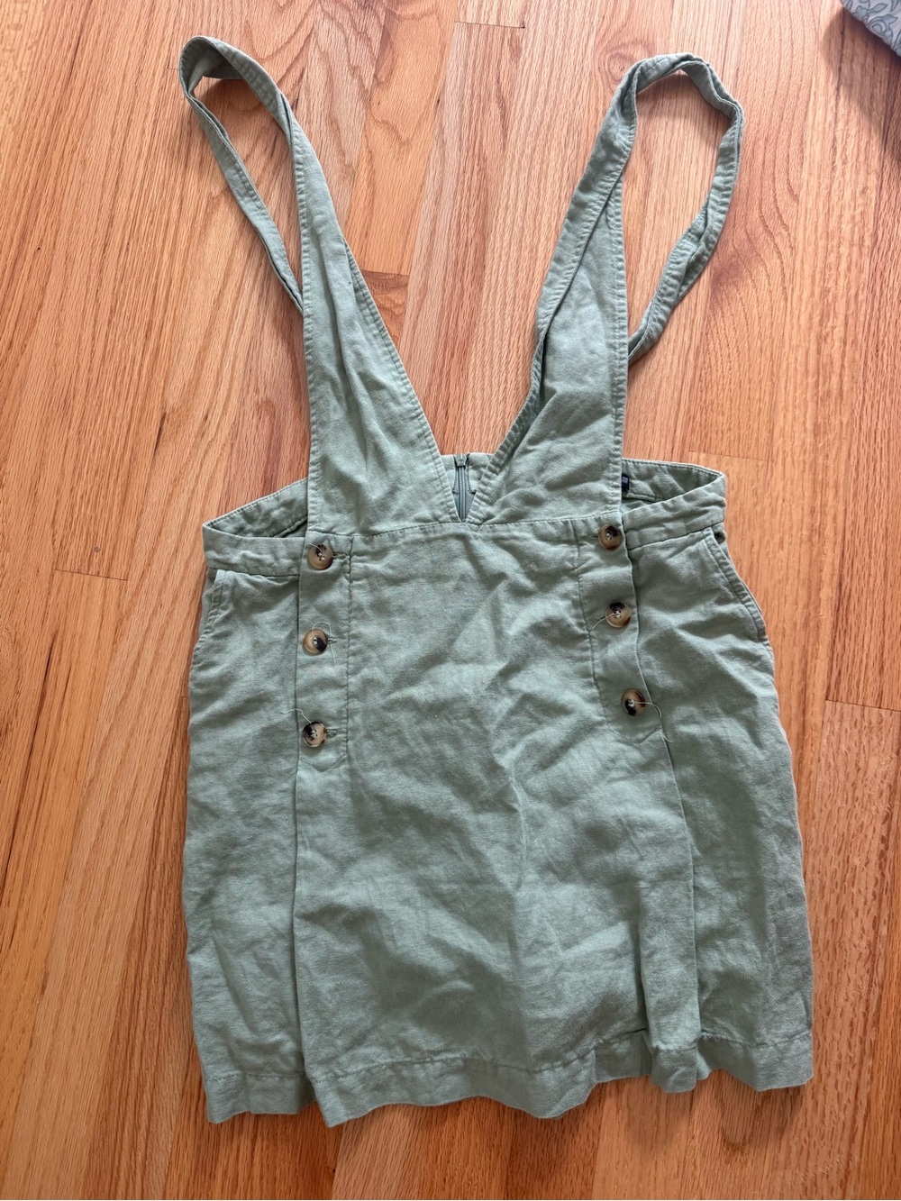 ZARA Sage Green Linen-Blend Skirt with Button Placket